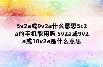 5v2a或9v2a什么意思5c2a的手机能用吗 5v2a或9v2a或10v2a是什么意思